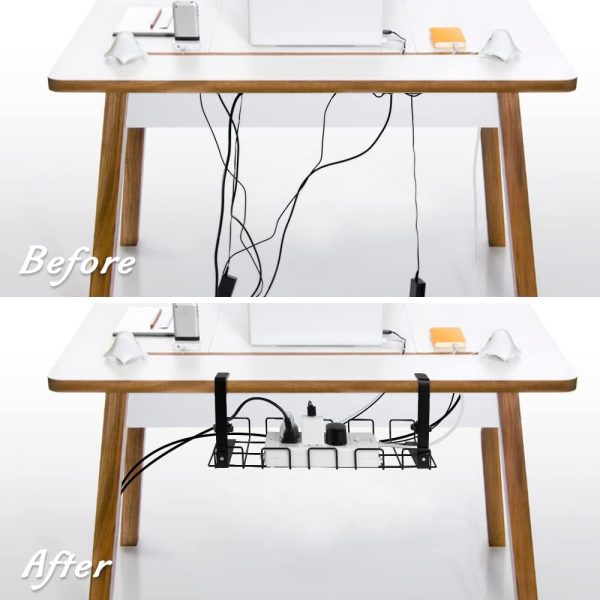 2 pack Under Desk Cable Management Tray, Black - Image 2