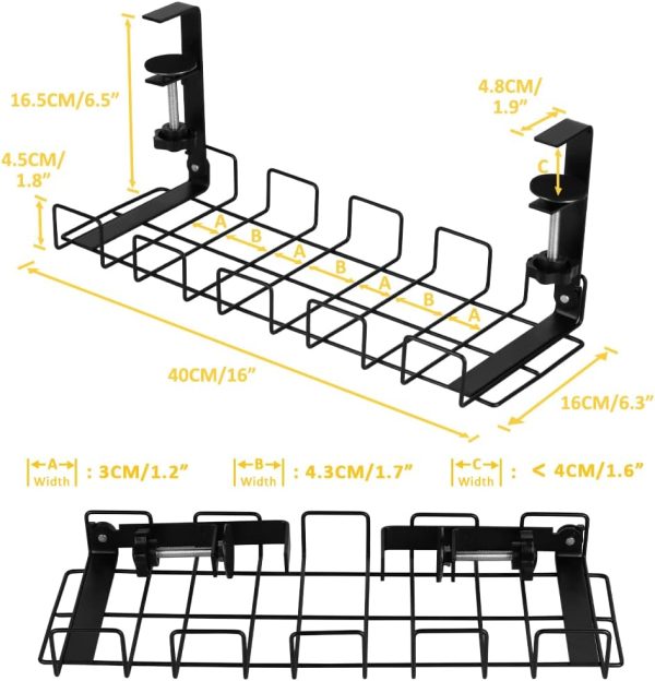 2 pack Under Desk Cable Management Tray, Black - Image 4