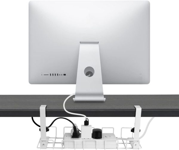 2 pack Under Desk Cable Management Tray, White - Image 3