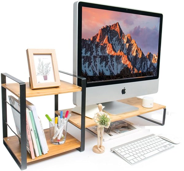 Bamboo Monitor Laptop Stand with Storage (2 Tier) - Image 3