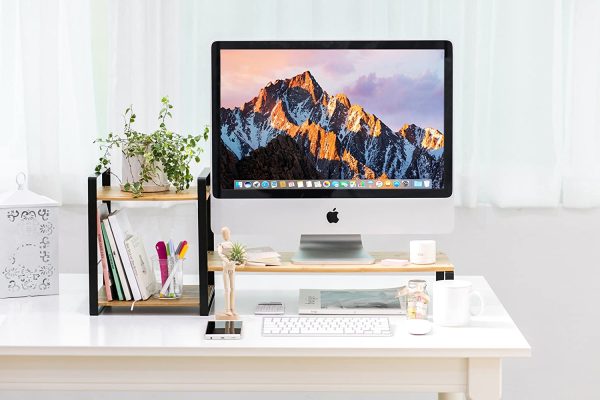Bamboo Monitor Laptop Stand with Storage (2 Tier) - Image 4