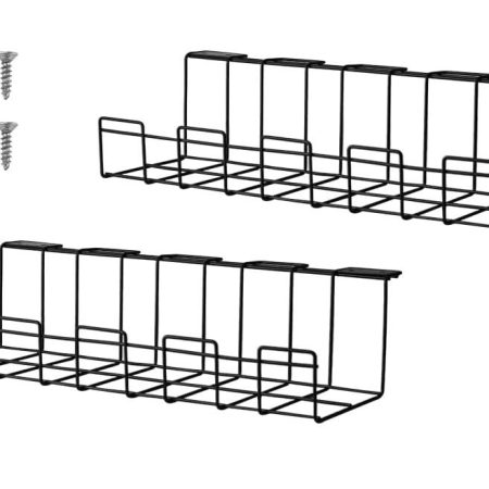 2 Pack Under Desk Cable Management Tray, Black