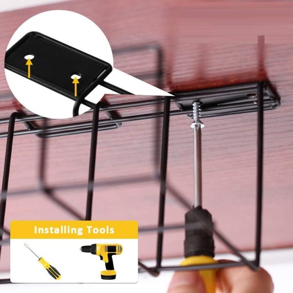 2 Pack Under Desk Cable Management Tray, Black - Image 3