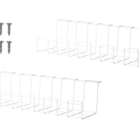 2 Pack Under Desk Cable Management Tray, White