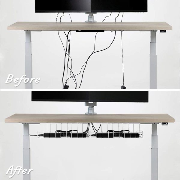 2 Pack Under Desk Cable Management Tray, White - Image 2