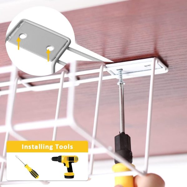 2 Pack Under Desk Cable Management Tray, White - Image 5