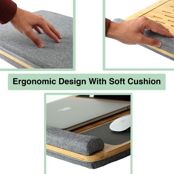 CARLA HOME Bamboo Laptop Lap Desk with Cushion and Angle Adjustable for Office and Home - Image 4