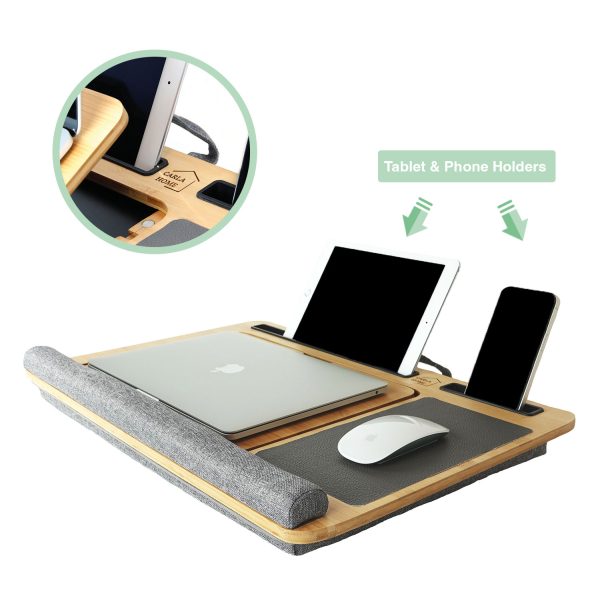 CARLA HOME Bamboo Laptop Lap Desk with Cushion and Angle Adjustable for Office and Home - Image 6