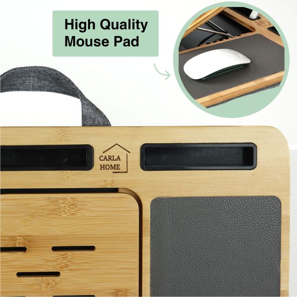CARLA HOME Bamboo Laptop Lap Desk with Cushion and Angle Adjustable for Office and Home - Image 7