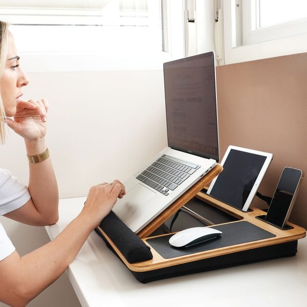 CARLA HOME Bamboo Laptop Lap Desk with Cushion and Angle Adjustable for Office and Home - Image 2