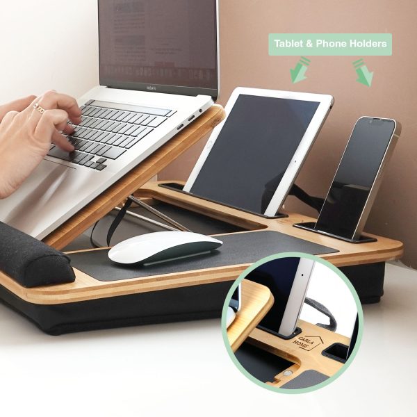 CARLA HOME Bamboo Laptop Lap Desk with Cushion and Angle Adjustable for Office and Home - Image 6
