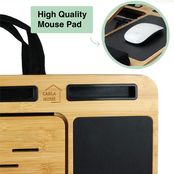 CARLA HOME Bamboo Laptop Lap Desk with Cushion and Angle Adjustable for Office and Home - Image 7