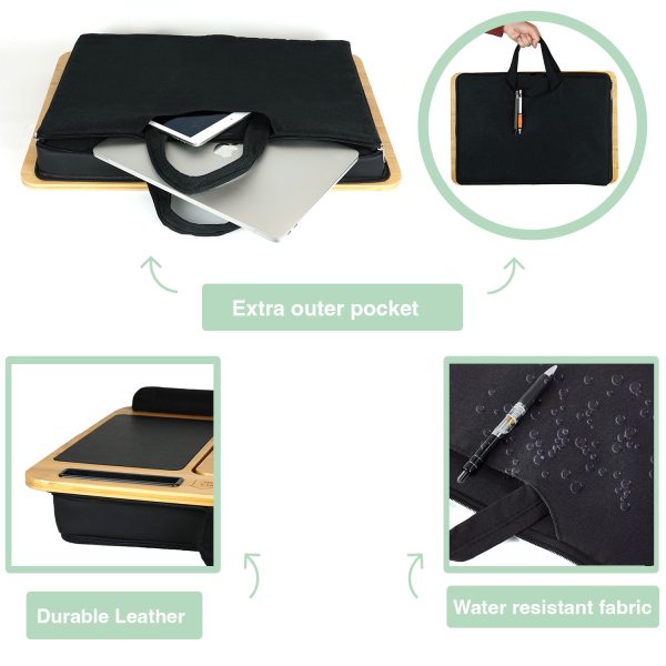 CARLA HOME Bamboo Laptop Lap Desk with Cushion, Angle Adjustable and Sleeve Case Bag for Office and Home - Image 5