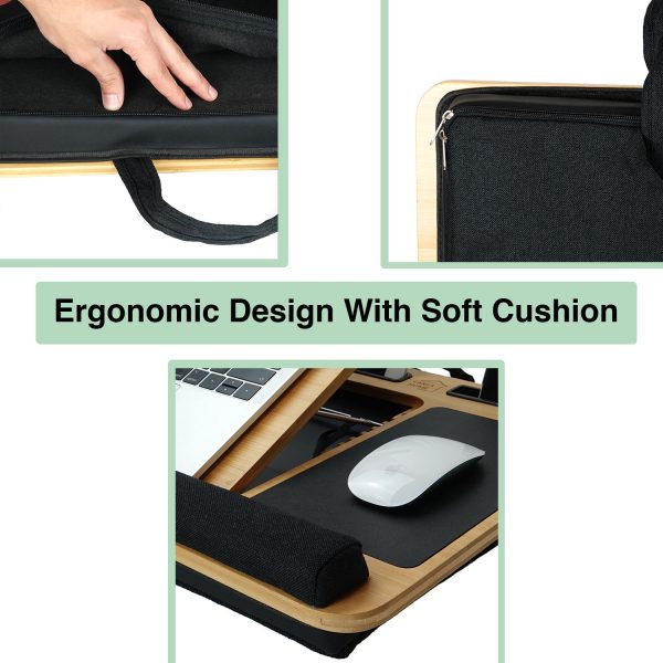 CARLA HOME Bamboo Laptop Lap Desk with Cushion, Angle Adjustable and Sleeve Case Bag for Office and Home - Image 7