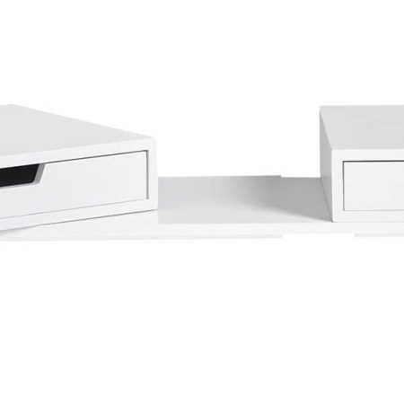 White Monitor Stand with Drawers
