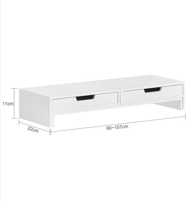 White Monitor Stand with Drawers - Image 3