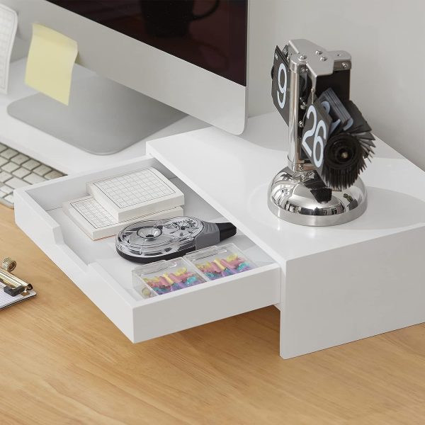 White Monitor Stand with Drawers - Image 6