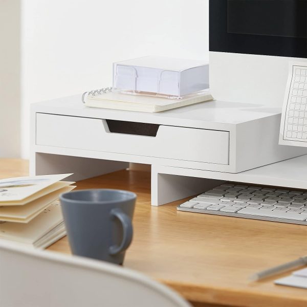 White Monitor Stand with Drawers - Image 7
