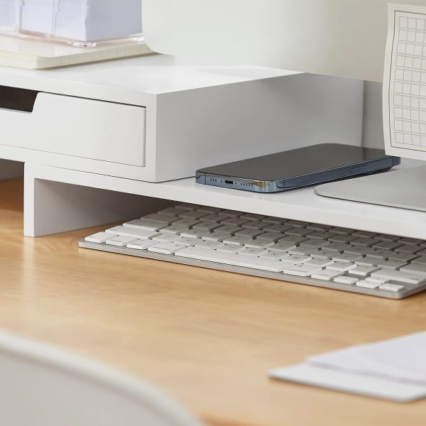 White Monitor Stand with Drawers - Image 8