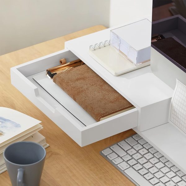 White Monitor Stand with Drawers - Image 9