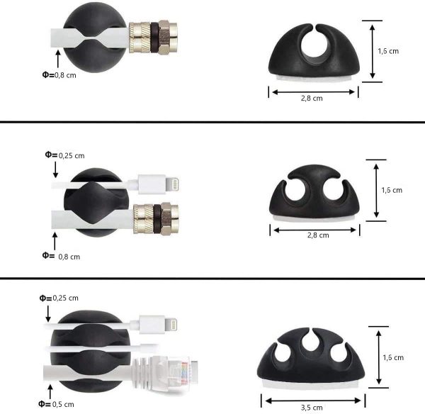 16 Pack Black Cord Organizer Cable Management for Home and Office - Image 2