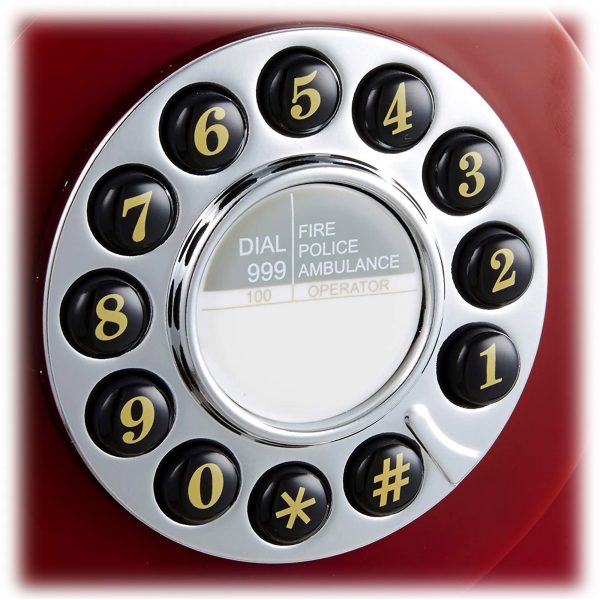 GPO 746 Retro Wall Mount Rotary Push Button Home Phone Landline Classic Red - Image 2
