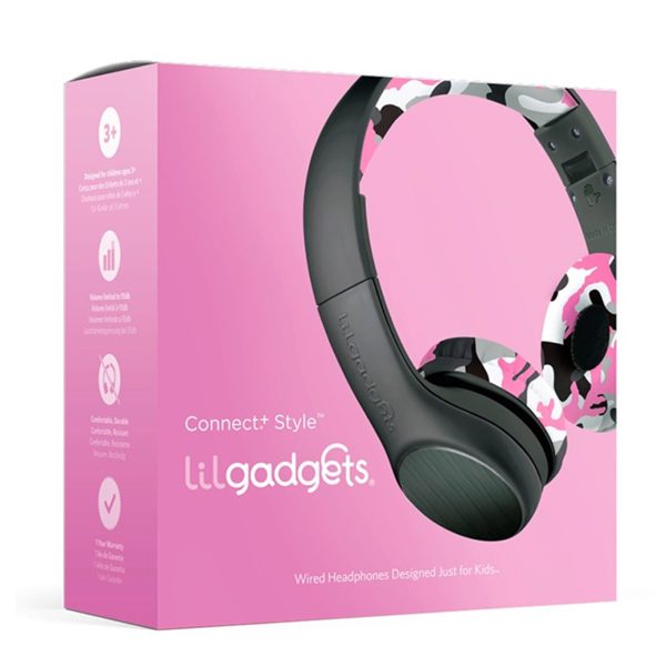 LilGadgets Connect + Childrens Kids Wired Headphones Pink Camo - Image 5