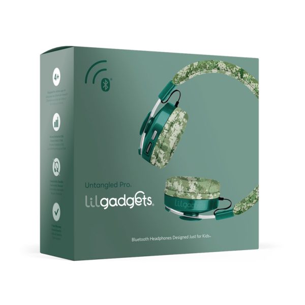 LilGadgets Untangled Pro Premium Children's Wireless Headphones Green Digital Camo - Image 5