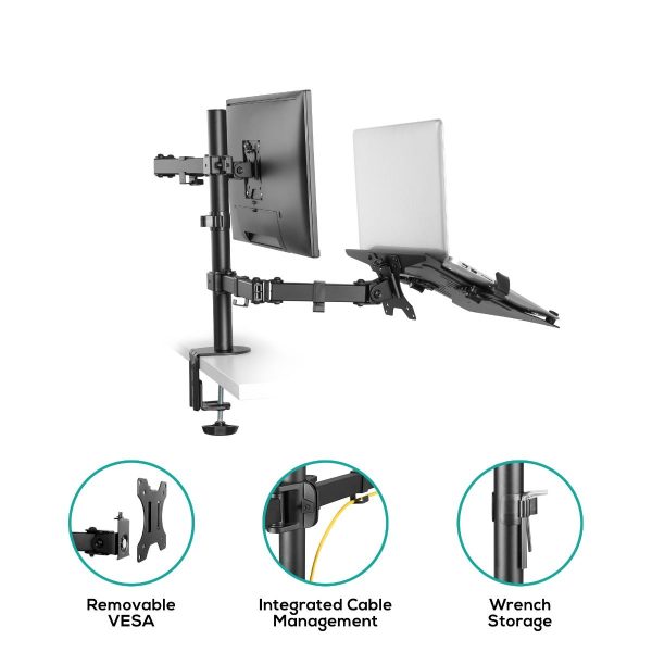 activiva Dual-Screen Articulating Monitor Arm with Interchangeable Laptop Holder - Image 4