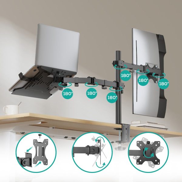 activiva Dual-Screen Articulating Monitor Arm with Interchangeable Laptop Holder - Image 5