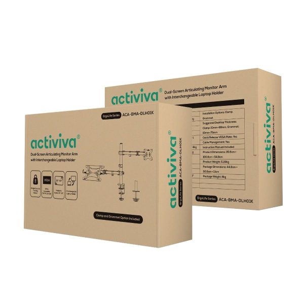 activiva Dual-Screen Articulating Monitor Arm with Interchangeable Laptop Holder - Image 8
