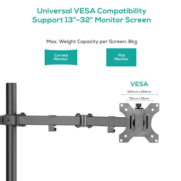 activiva ErgoLife Single Monitor Screen Double Joint Monitor Arm - Image 2