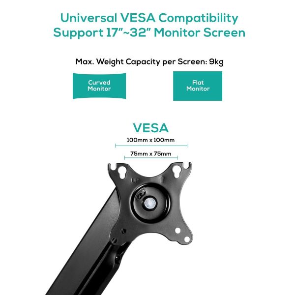 activiva ErgoLife Dual Monitor Screen Steel Gas Spring Monitor Arm - Image 2
