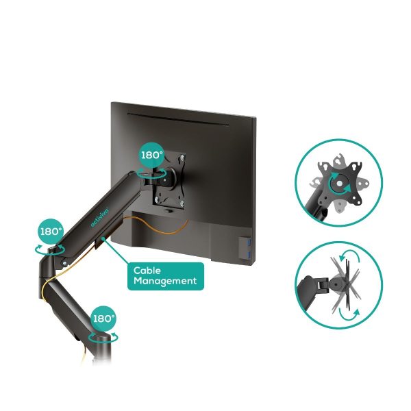activiva Ergolife Dual-Screen Gas Spring Monitor Arm - Image 3