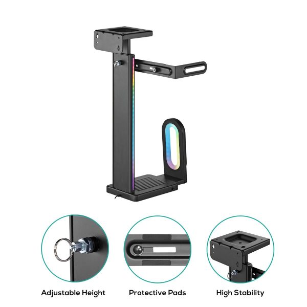 activiva RGB Ultra-Wide Adjustable Wall & Under-Desk Gaming PC Mount - Image 5