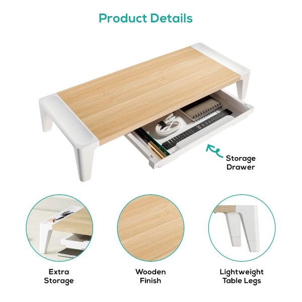 activiva Ergolife Monitor Stand Riser with Storage Drawer - Image 3