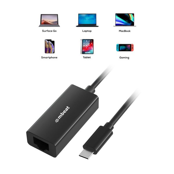 mbeat USB-C Gigabit LAN Ethernet Adapter - Black - Image 6