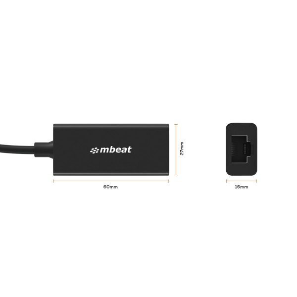 mbeat USB-C Gigabit LAN Ethernet Adapter - Black - Image 7