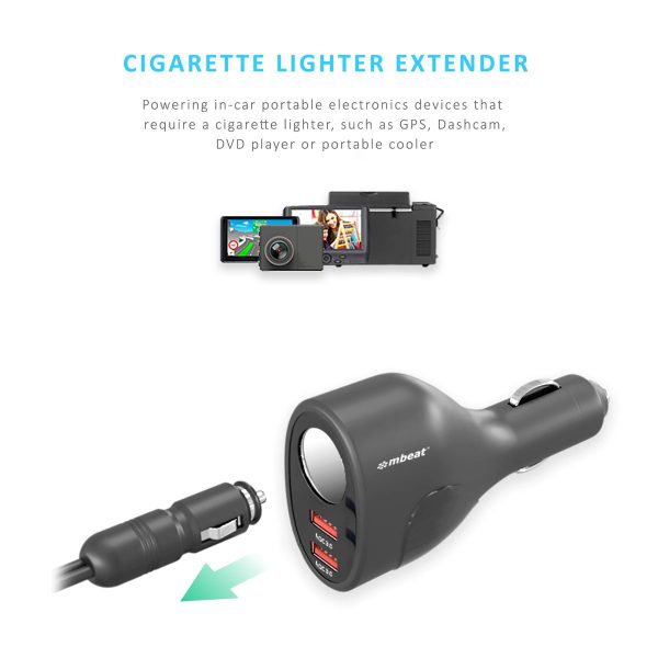 mbeat Gorilla Power Dual Port QC 3.0 Car Charger With Cigar Lighter Socket - Image 4