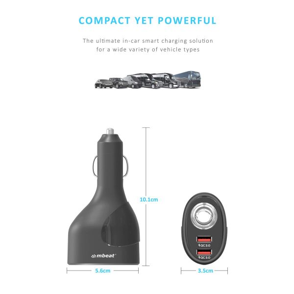 mbeat Gorilla Power Dual Port QC 3.0 Car Charger With Cigar Lighter Socket - Image 5