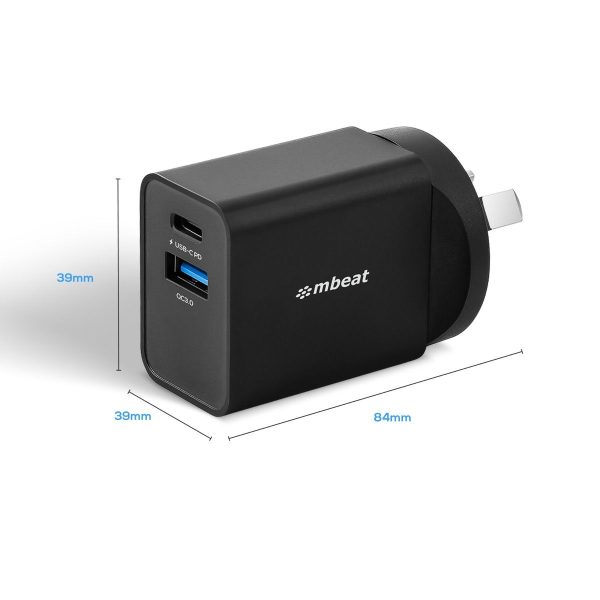 mbeat Gorilla Power 18W Dual Port USB-C PD & QC3.0 Charger - Image 5