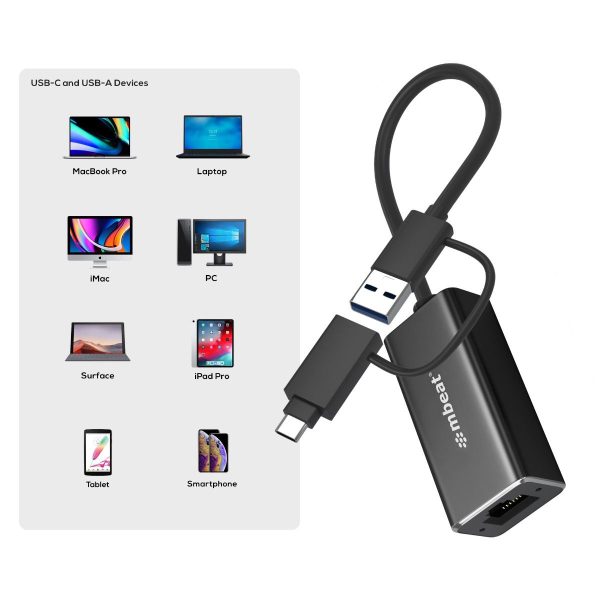 mbeat 2-in-1 USB 3.1 Gigabit LAN Adapter with USB-C Converter - Image 5