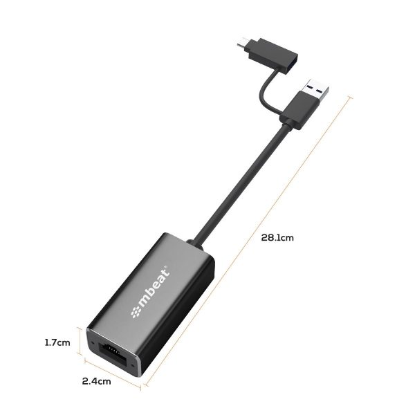 mbeat 2-in-1 USB 3.1 Gigabit LAN Adapter with USB-C Converter - Image 6