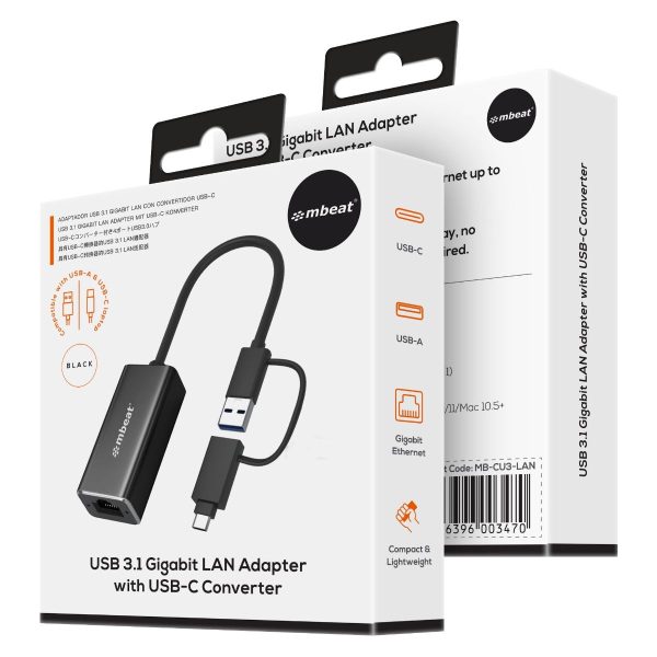 mbeat 2-in-1 USB 3.1 Gigabit LAN Adapter with USB-C Converter - Image 7