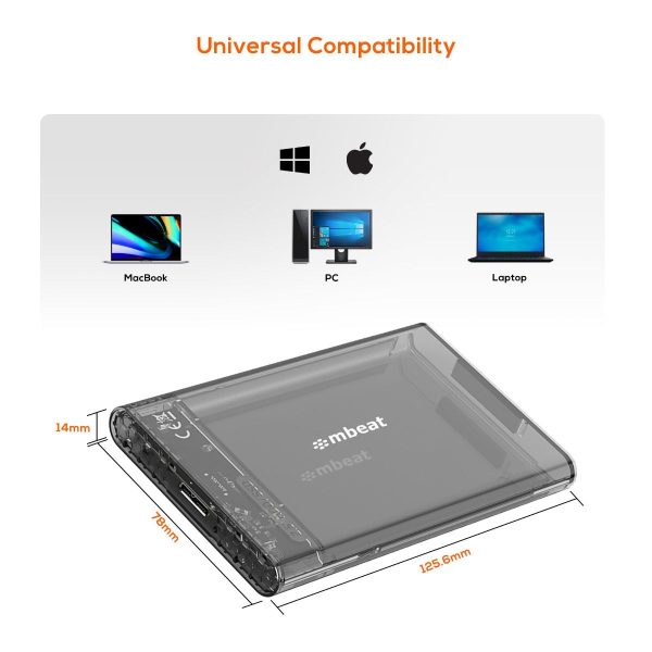 mbeat A1 See-Through Tool Free USB 3.0 2.5" SATA HDD Enclosure - Black - Image 4