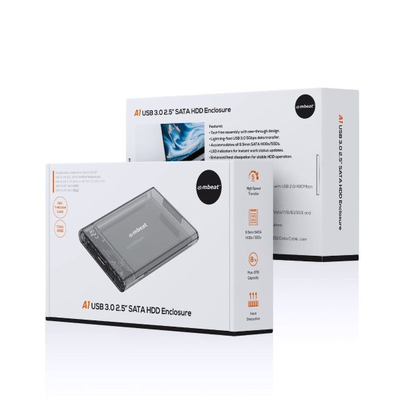 mbeat A1 See-Through Tool Free USB 3.0 2.5" SATA HDD Enclosure - Black - Image 5