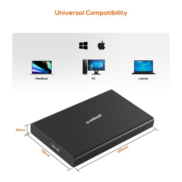 mbeat A2 Slim Tool-Free USB 3.0 2.5" SATA HDD Enclosure - Black - Image 4