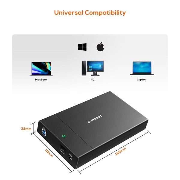 mbeat C1 Tool-Free USB 3.0 3.5" & 2.5" SATA HDD Enclosure - Black - Image 4