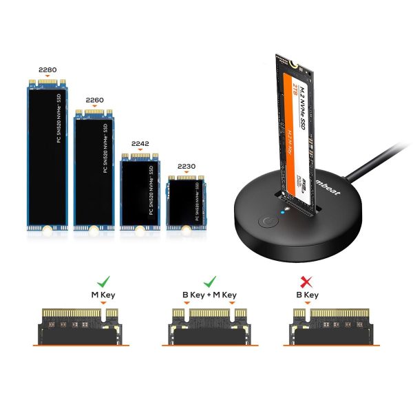 mbeat H1 USB 3.2 Gen2 10Gbps M.2 NVMe & SATA SSD Mini Dock (Black) - Image 3