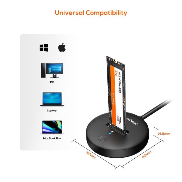 mbeat H1 USB 3.2 Gen2 10Gbps M.2 NVMe & SATA SSD Mini Dock (Black) - Image 4